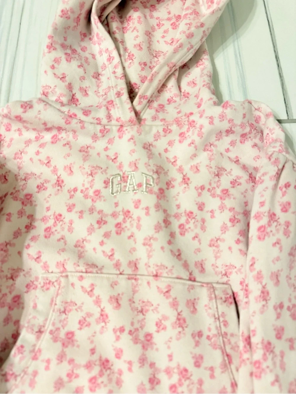 GAP x Love Shack Fancy pink floral hoodie & sweat pants set - kids Medium (8)